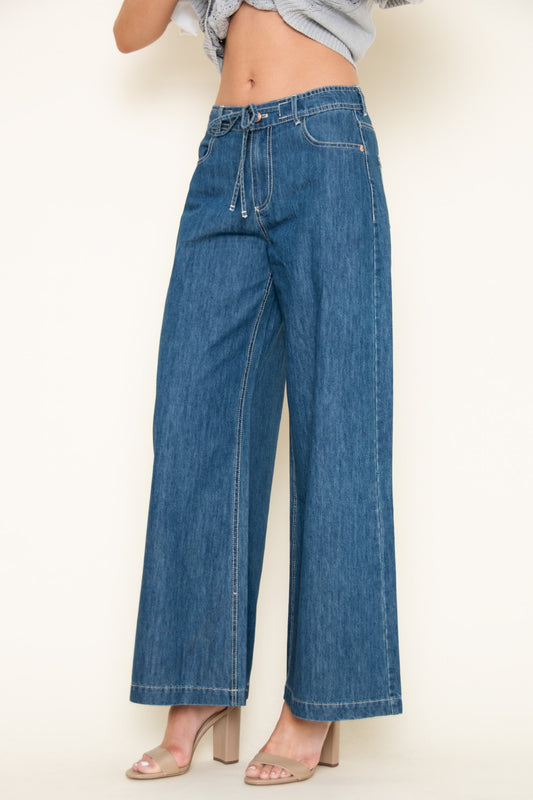 Model wears The Marais Denim full-length front view